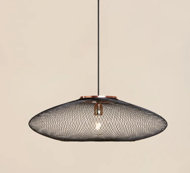 Suspension*Atelier Robotiq Suspension, UFO Full Small, , câble noir et blanc, Ø40cm, H12cm - noir charbon