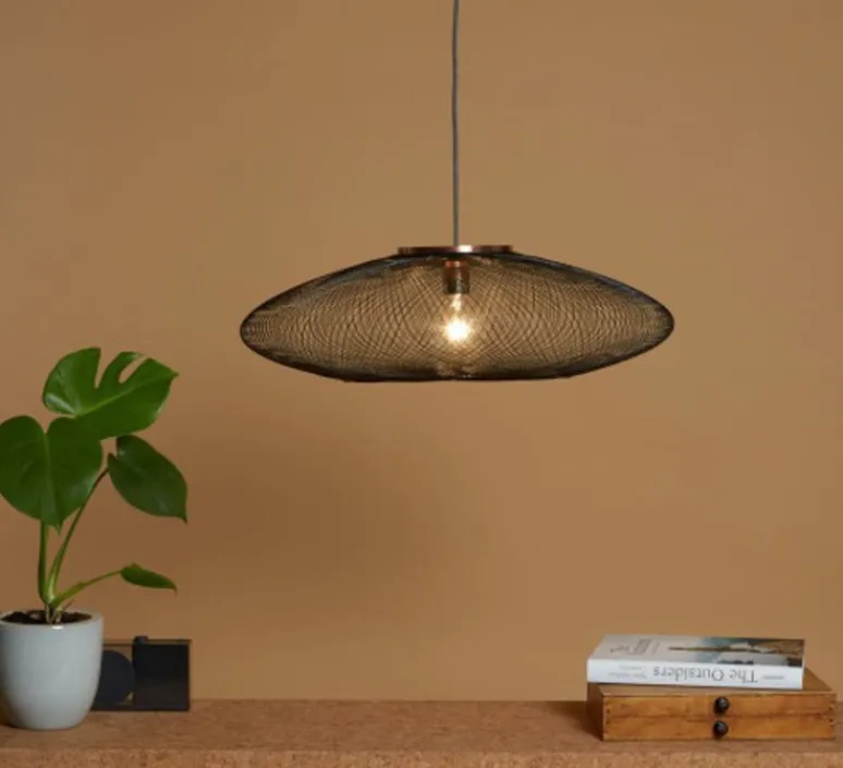 Suspension*Atelier Robotiq Suspension, UFO Full Small, , câble noir et blanc, Ø40cm, H12cm - noir charbon