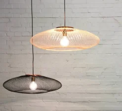 Suspension*Atelier Robotiq Suspension, UFO Full Small, , câble noir et blanc, Ø40cm, H12cm - noir charbon