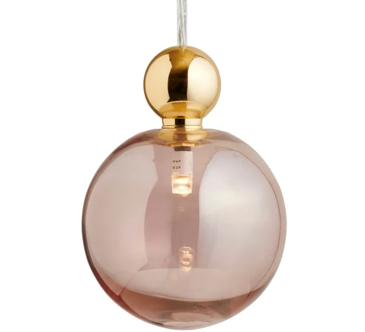 Suspension, Uva L, avec rosace, rose obsidienne et or brillant, Ø10cm, H15cm - Ebb and Flow