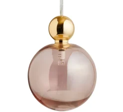 Suspension, Uva L, avec rosace, rose obsidienne et or brillant, Ø10cm, H15cm - Ebb and Flow