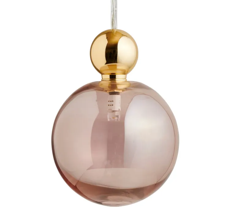 Suspension, Uva L, avec rosace, rose obsidienne et or brillant, Ø10cm, H15cm - Ebb and Flow