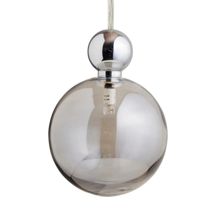 Suspension, Uva L, pour composition multiple, gris fumé et argent brillant, Ø10cm, H15cm - Ebb and Flow