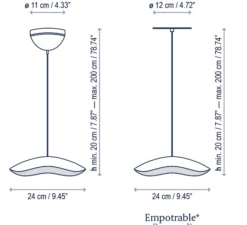 Suspension*Bover Suspension, Valentina S/24, gris et blanc, LED, 2700K, 715lm, Ø24cm, H20cm - gris blanc