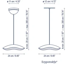 Suspension, Valentina S/24, terracotta blanc, LED, 2700K, 715lm, Ø24cm, H20cm - Bover