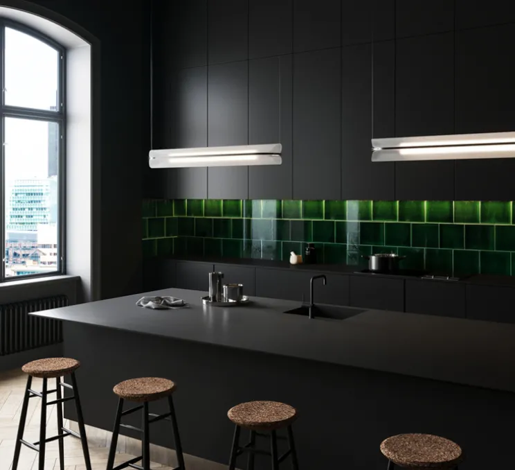 Suspension, Vale-P, transparent, anthracite, LED, dimmable, phase-cut, 2700K, 1388lm, L102cm, H16cm - A-N-D