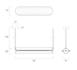 Suspension, Vale-P, transparent, anthracite, LED, dimmable, phase-cut, 2700K, 1388lm, L102cm, H16cm - A-N-D
