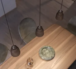 Suspension, vase céramique, marron, Ø13cm, H15cm - Creative Cables