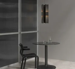 Suspension*A-N-D Suspension, Vector, 3 panneaux, , LED, dim, coupure de phase, 2700K, Ø22cm, H58cm - noir