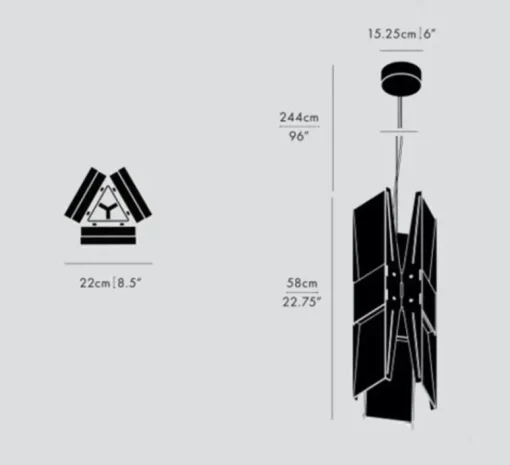 Suspension*A-N-D Suspension, Vector, 3 panneaux, , LED, dim, coupure de phase, 2700K, Ø22cm, H58cm - noir