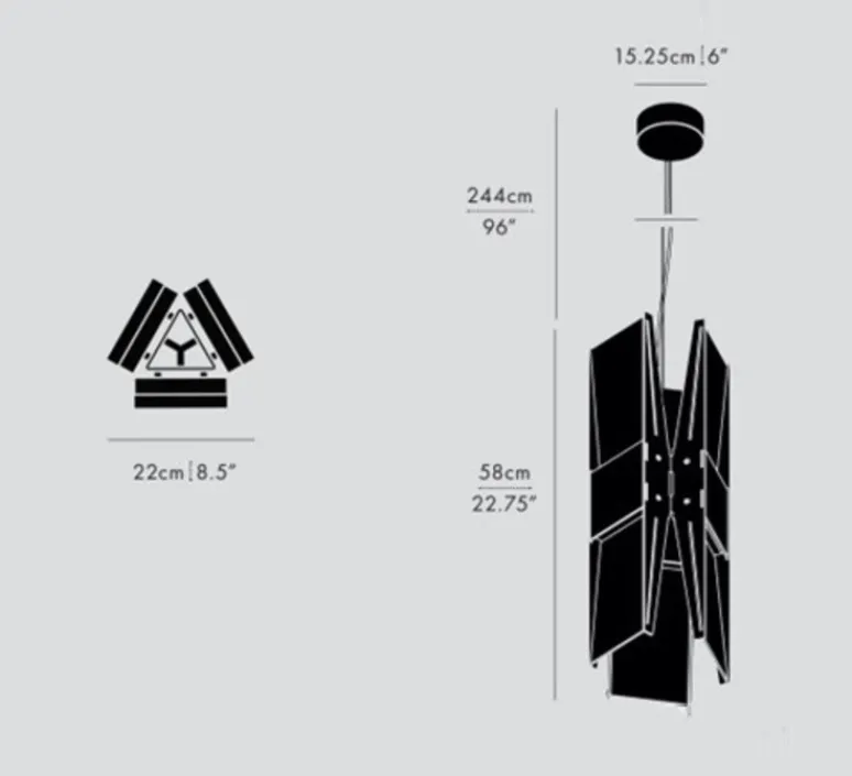 Suspension*A-N-D Suspension, Vector, 3 panneaux, , LED, dim, coupure de phase, 2700K, Ø22cm, H58cm - noir