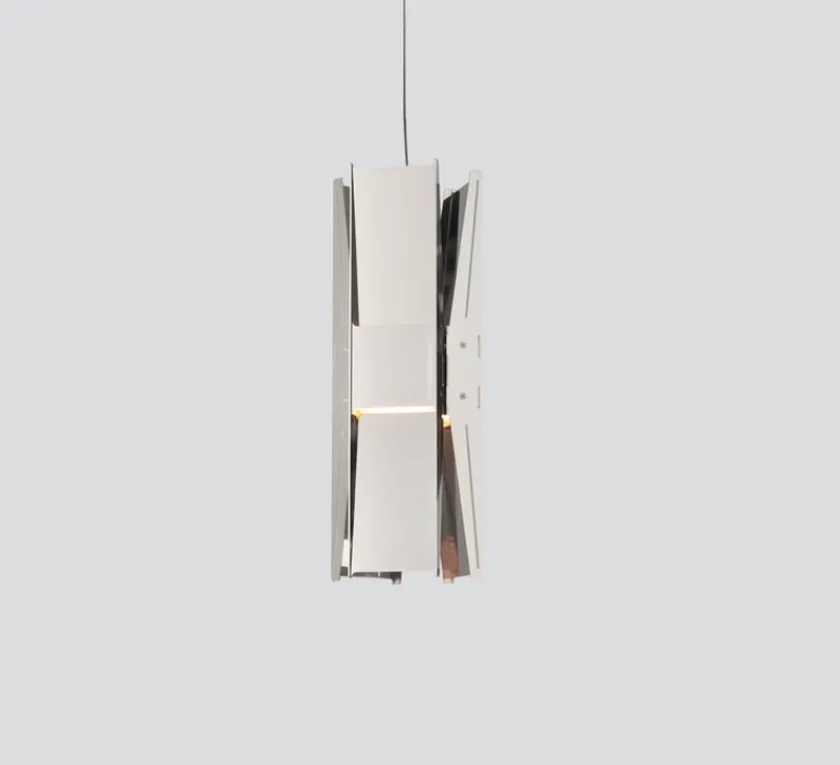 Suspension*A-N-D Suspension, Vector, 3 panneaux, , LED, dim, coupure de phase, 2700K, Ø22cm, H58cm - acier poli