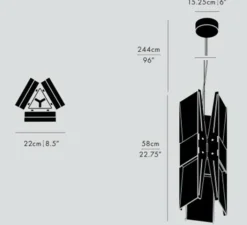 Suspension*A-N-D Suspension, Vector, 3 panneaux, , LED, dim, coupure de phase, 2700K, Ø22cm, H58cm - acier poli