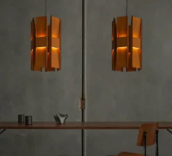 Suspension*A-N-D Suspension, Vector, 6 panneaux, , LED, dim, coupure de phase, 2700K, L22cm, H58cm - rouille