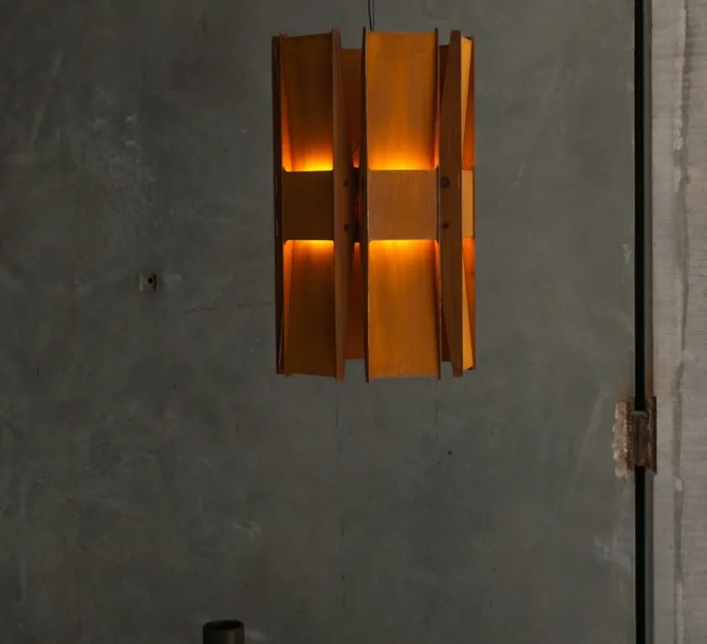 Suspension*A-N-D Suspension, Vector, 6 panneaux, , LED, dim, coupure de phase, 2700K, L22cm, H58cm - rouille