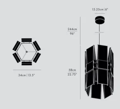 Suspension*A-N-D Suspension, Vector, 6 panneaux, , LED, dim, coupure de phase, 2700K, L22cm, H58cm - rouille