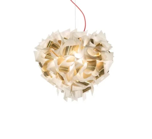 Suspension*Slamp Suspension, Veli Aurea L, câble rouge, , Ø60cm, H50cm - blanc, or