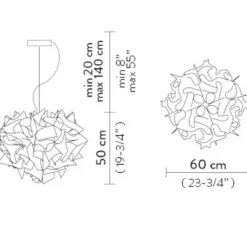 Suspension*Slamp Suspension, Veli Aurea L, câble rouge, , Ø60cm, H50cm - blanc, or