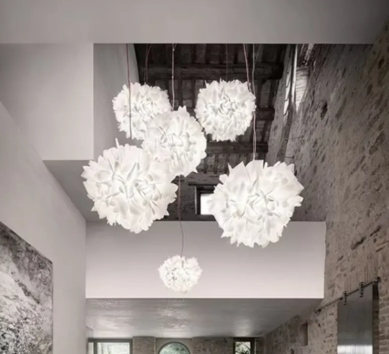 Suspension*Slamp Suspension, Veli Foliage S, câble rouge, , Ø45cm, H35cm - blanc