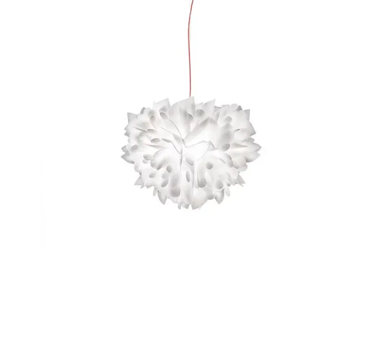 Suspension*Slamp Suspension, Veli Foliage S, câble rouge, , Ø45cm, H35cm - blanc