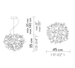 Suspension*Slamp Suspension, Veli Foliage S, câble rouge, , Ø45cm, H35cm - blanc