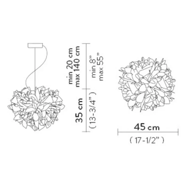 Suspension*Slamp Suspension, Veli Foliage S, câble rouge, , Ø45cm, H35cm - blanc