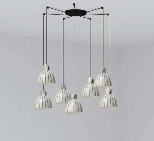 Suspension*Faro Suspension, Venice 7L, , Ø20cm, H19,7cm - noir et blanc