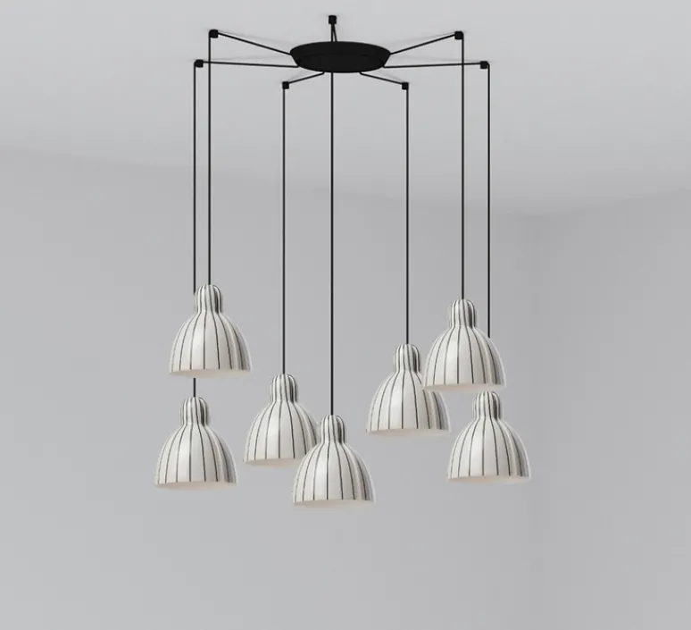 Suspension*Faro Suspension, Venice 7L, , Ø20cm, H19,7cm - noir et blanc