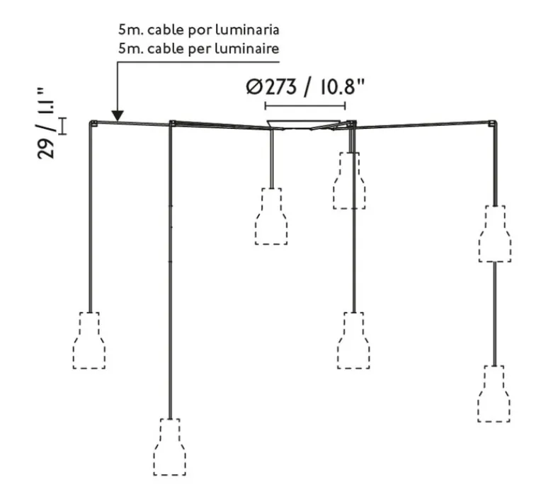 Suspension*Faro Suspension, Venice 7L, , Ø20cm, H19,7cm - noir et blanc
