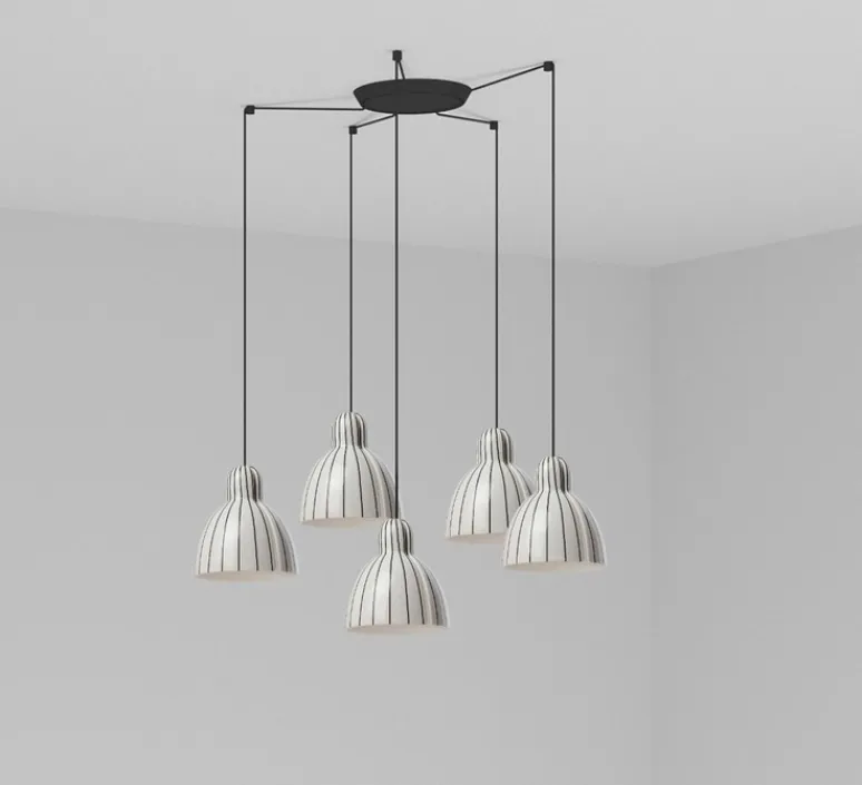 Suspension*Faro Suspension, Venice 5L, , Ø20cm, H19,7cm - noir et blanc