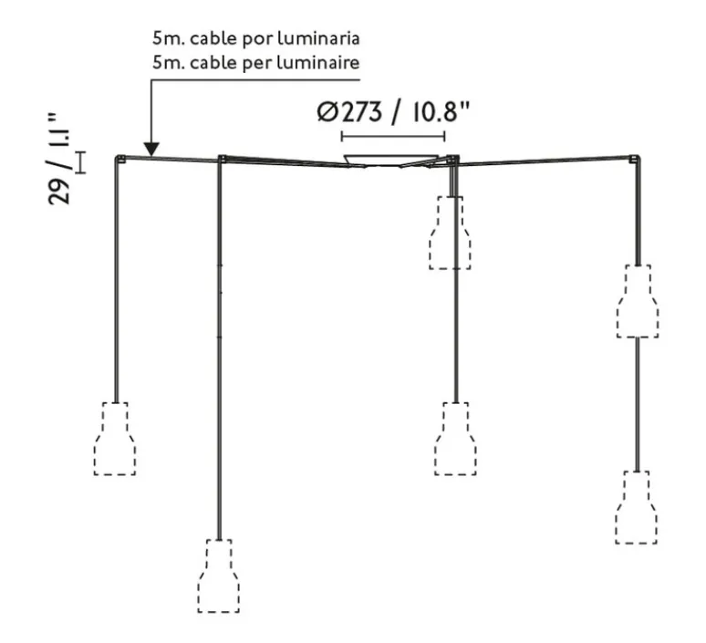 Suspension*Faro Suspension, Venice 5L, , Ø20cm, H19,7cm - noir et blanc