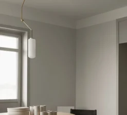 Suspension*Frama Suspension, Ventus, 1, LED, 2700K, 200 lm, , Ø19cm, H132cm - laiton, verre opalin