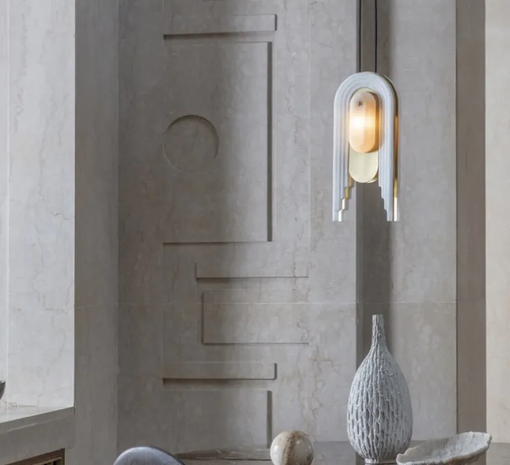 Suspension, Vima, albâtre, laiton, L36cm, H40cm - Bert Frank