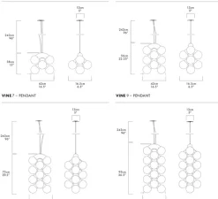 Suspension, Vine 5 pendant, Midnight, chrome, LED, 3000K, lm, Ø42cm, H57cm - A-N-D