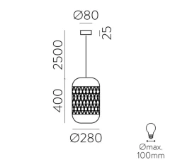 Suspension*ACB Suspension, Vivian, kit noir, , Ø28cm, H40cm - rotin