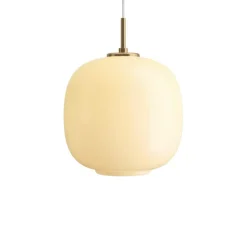 Suspension, VL 45 Radiohus, laiton, verre brillant jaune pâle, Ø25cm, H32,8cm - Louis Poulsen