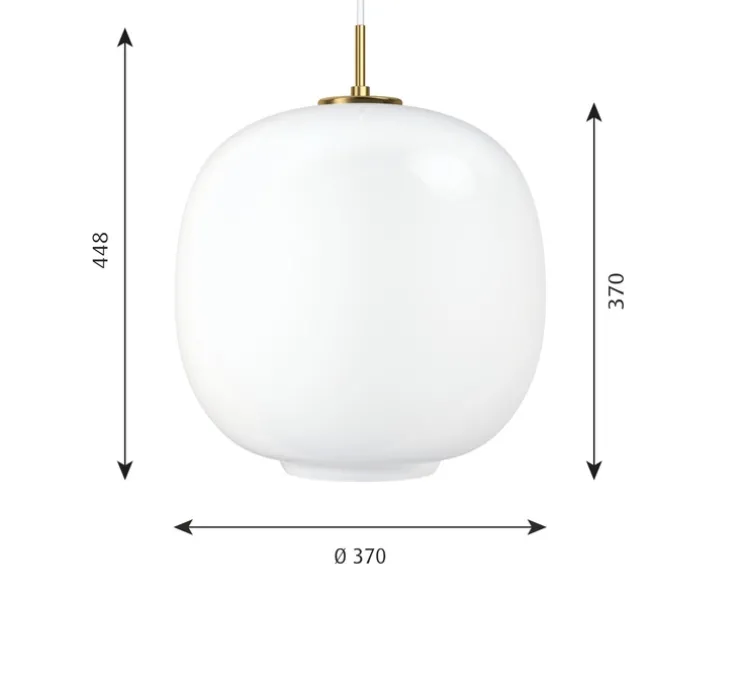 Suspension, VL45 Radiohus, laiton, verre opal brillant, LED, 1800-3000K, 2763lm, Ø37cm, H44,8cm - Louis Poulsen