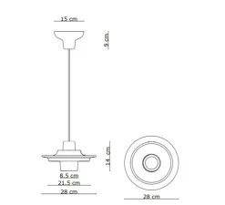 Suspension*Ferroluce Suspension, Voila C2776, , Ø28cm, H14cm - gris sable et bleu azur