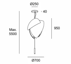 Suspension*LEDS C4 Suspension, Voiles Big Surface, , LED, dim, 2700K, 4480 lm, Ø70cm, H95cm - blanc