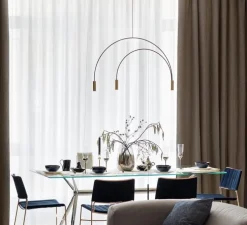 Suspension, Volta, T-3536-W, noire avec têtes dorées, rosace noire, LED, dim, 2700k, 3 x 565 lm, L86,7cm, H54,3cm - Estiluz