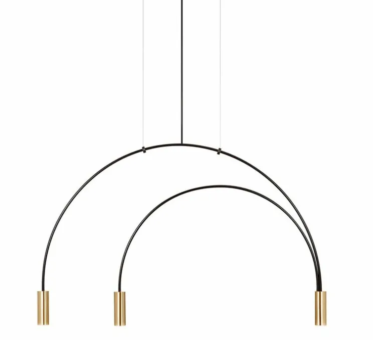 Suspension, Volta, T-3536-W, noire avec têtes dorées, rosace noire, LED, dim, 2700k, 3 x 565 lm, L86,7cm, H54,3cm - Estiluz
