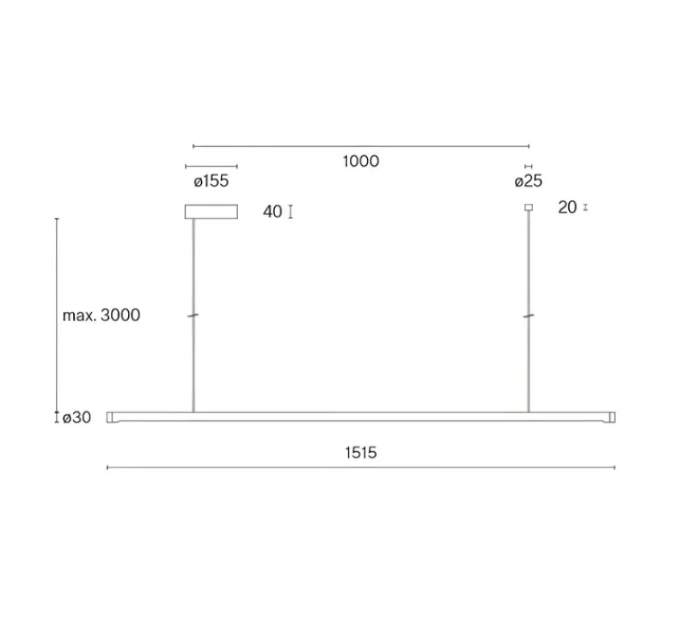Suspension*Wastberg Suspension, W181 Linier Pro, , LED, dim, 3000K, 2730 lm, L151,5cm, H3cm - noir
