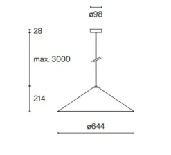 Suspension, w221 Medium s3, brut brossé, LED, dim, 2700K, 1008 lm, Ø64,4cm, H21,4cm - Wastberg