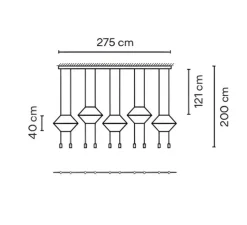Suspension*Vibia Suspension, Wireflow, 0330, , LED, dim, 2700K, 4850 lm, L275cm, H9cm - noir