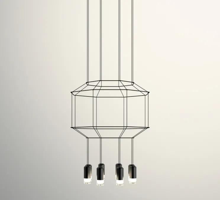 Suspension, Wireflow 0303, noir, LED, 2700K, 3922lm, L55cm, H67,5cm - Vibia