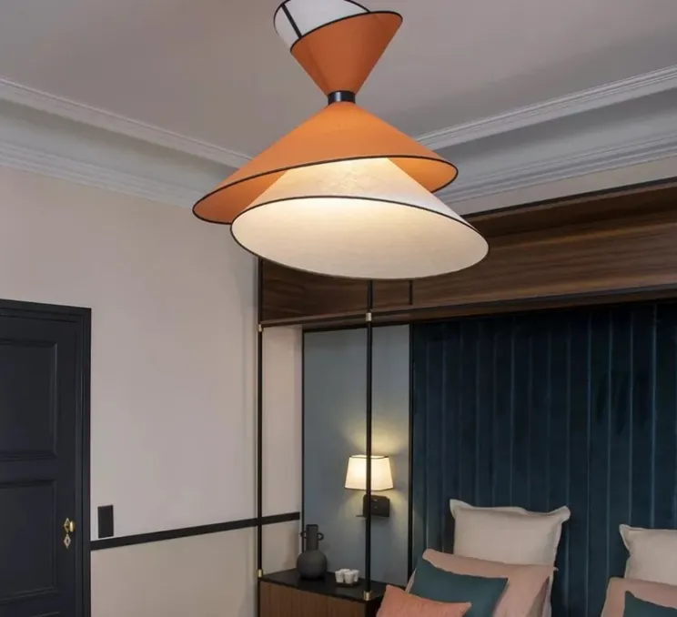 Suspension, XL Kimono, Blanc crème et orange, Ø80cm, H67cm - DesignHeure