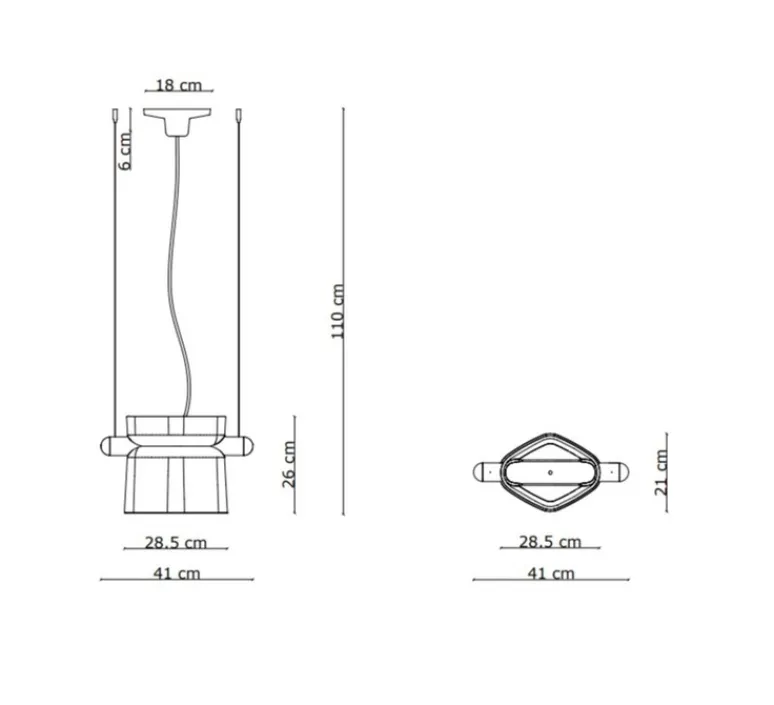 Suspension*Ferroluce Suspension, Yakitori C2791, , L41cm, H26cm - bleu, jaune, gris sable