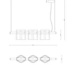 Suspension*Ferroluce Suspension, Yakitori, , L130cm, H26cm - vert Bali, bleu azur, orange