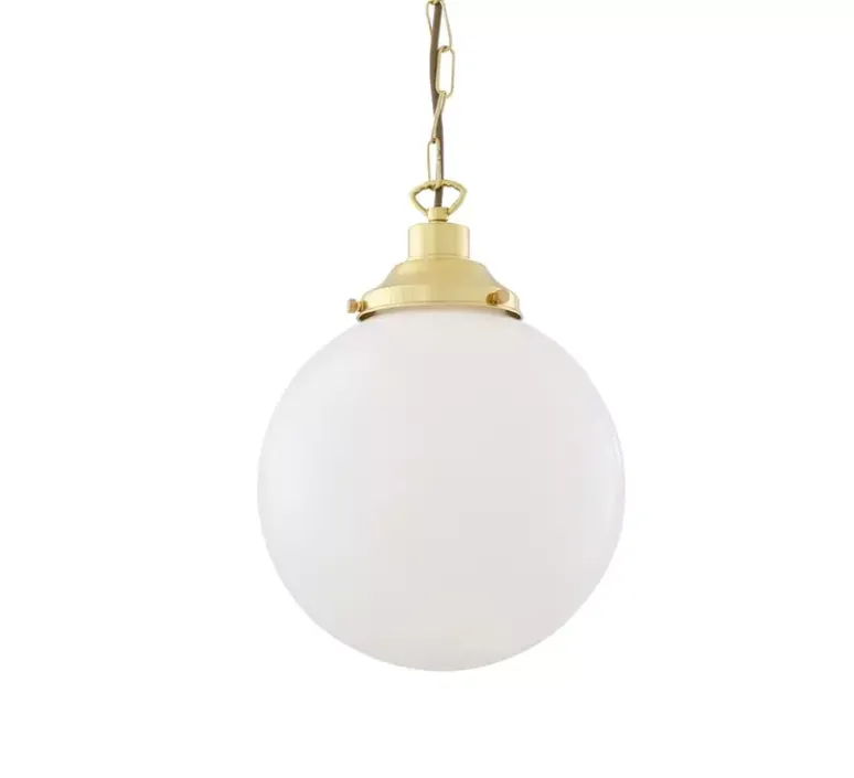 Suspension*Mullan Lighting Suspension, Yerevan , laiton poli, verre opalin, Ø25cm, H32cm - laiton, verre opalin