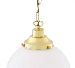 Suspension*Mullan Lighting Suspension, Yerevan , laiton poli, verre opalin, Ø25cm, H32cm - laiton, verre opalin